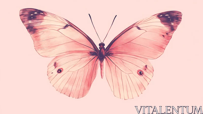 Symmetrical pink butterfly illustration on pale background.