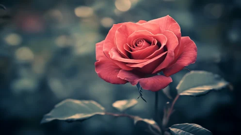 Crimson bloom emerges luminous, delicate petals unfurl in soft reverie.