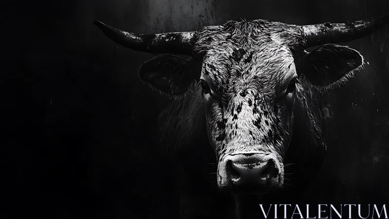 Midnight horned titan emerging from the charcoal dark.