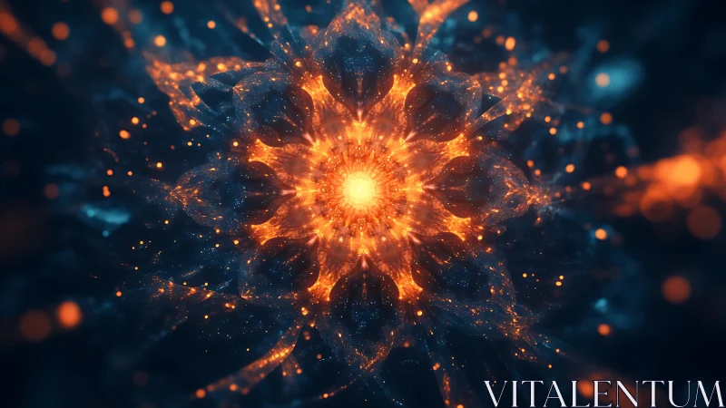 Radiant fractal core within luminous cosmic blossom.