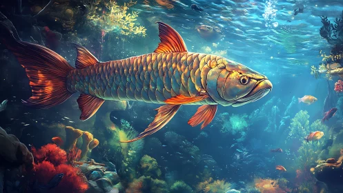 Iridescent reef fish rendered in high-detail digital painting