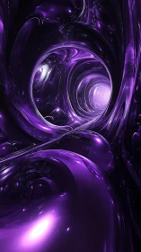Luminescent violet tunnel swirls into a futuristic void
