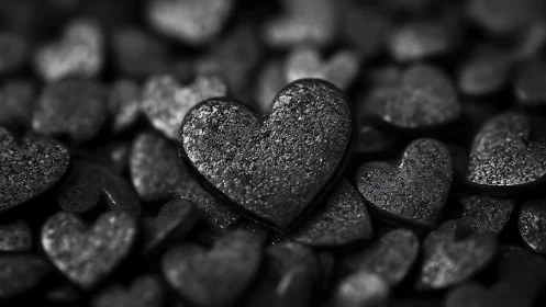 Glittering Black Hearts Macro Study.