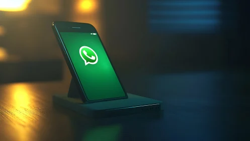 WhatsApp's Green Glow Shines in Modern Tech Space.