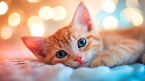 Luminous Gaze: Where Dreaming Kittens Catch Stardust Bokeh