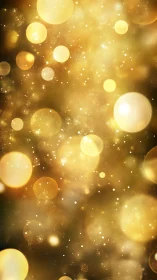Golden bokeh light orbs create luminous festive field.
