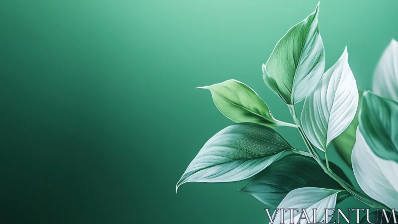 Whispering gradient leaves lean into dreamy emerald quiet