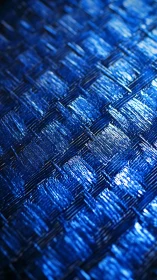 Macro shot of reflective blue woven synthetic fiber texture