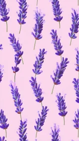 Purple Lavender Blooms Against Soft Pink Background Pattern