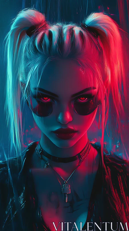 Bicolor neon portrait isolates cyberpunk woman in moody rim light