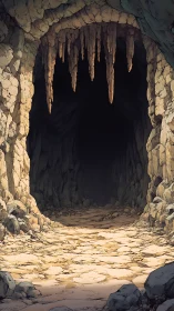 Quiet stone cave doorway inviting gentle, curious steps.