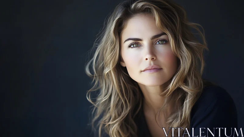 Natural light portrait of woman with wavy hair, contemporary style.