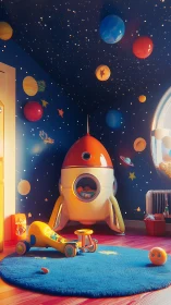 Rocket playroom turns kids’ space dreams into bright reality