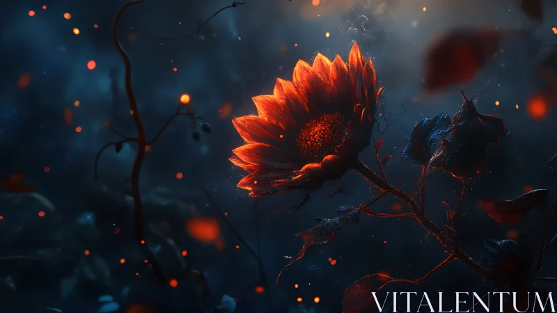 Midnight ember sunflower hums softly through the dark