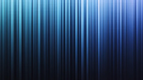 Vertical blue gradient stripes form reflective metallic abstract field