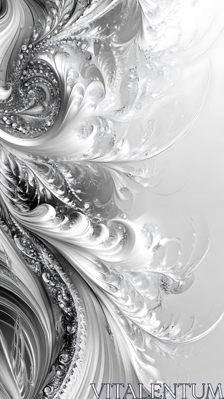 Monochrome fractal structure forms layered swirling contours
