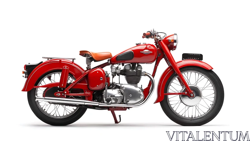 Heritage red classic motorcycle in precise side-elevation profile.