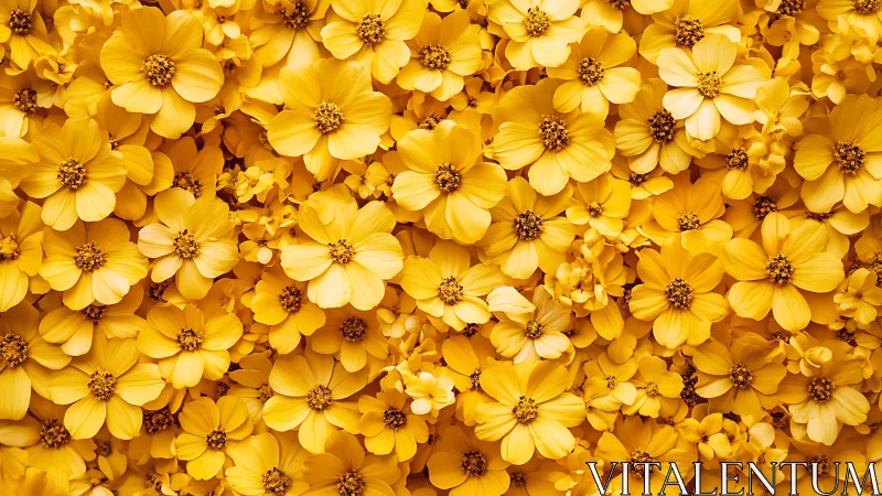 Golden Cosmos Flowers Dense Bloom Overhead View.