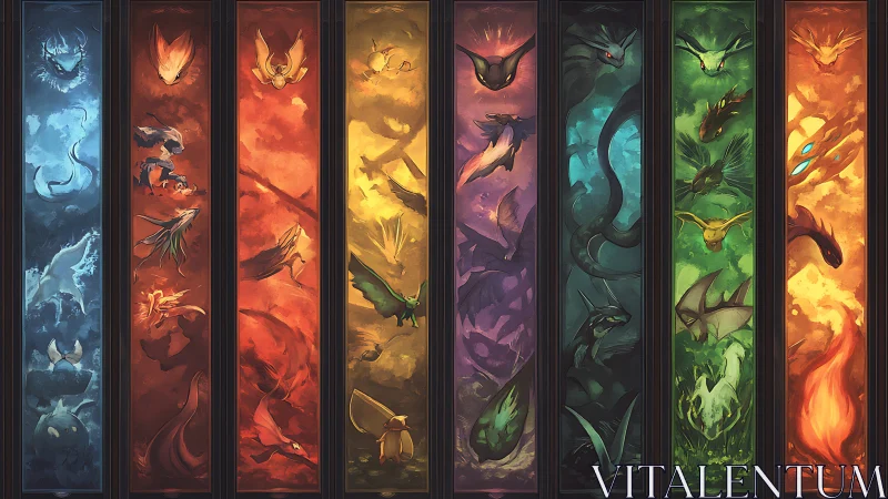 Elemental dragon totems rise as stained glass constellations