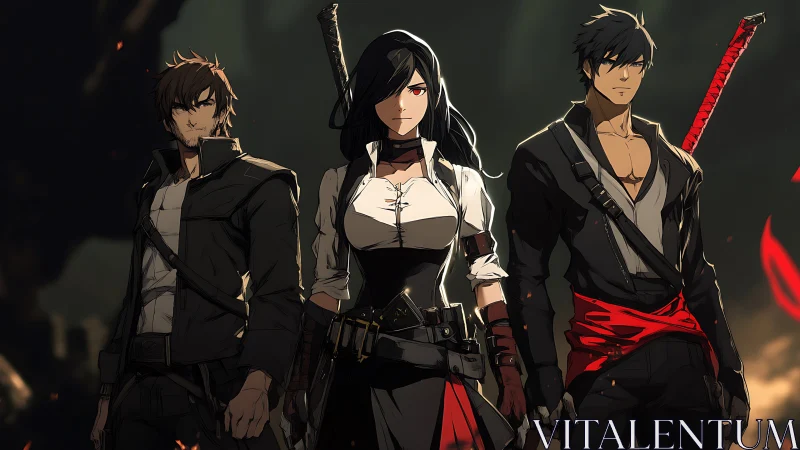 Warrior trio stands united against a looming, fiery threat