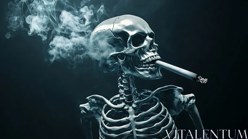 Bold skeleton portrait quietly warns about smoking harm