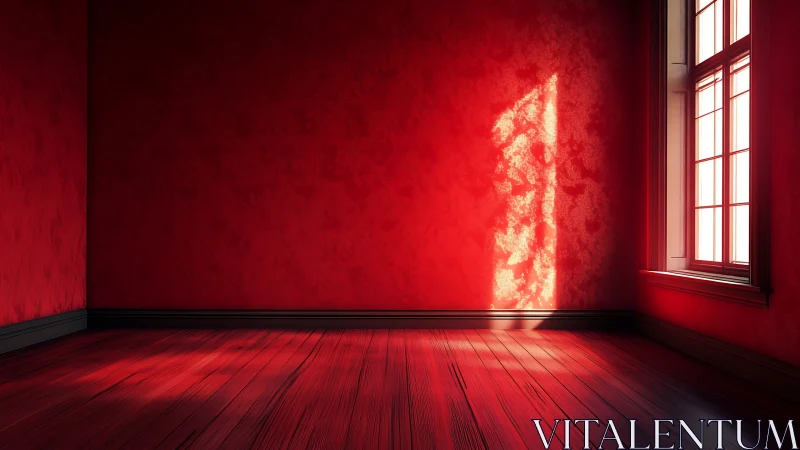 Sunlit red room where quiet shadows play on warm walls.