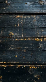 Weathered dark wood boards with speckled golden texture.