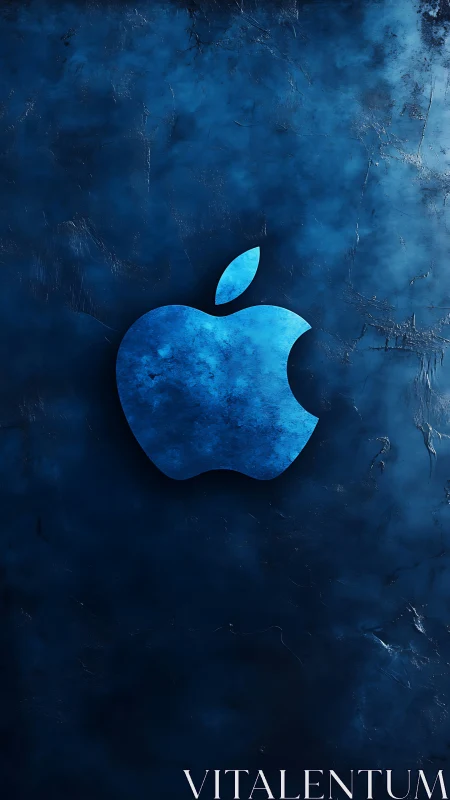 Luminous Apple Logo Against Textured Deep Blue Background
