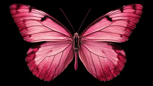 High-contrast macro study of pink butterfly wing morphology.