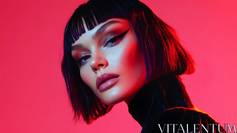 Bold neon portrait of a confident woman in glowing light.