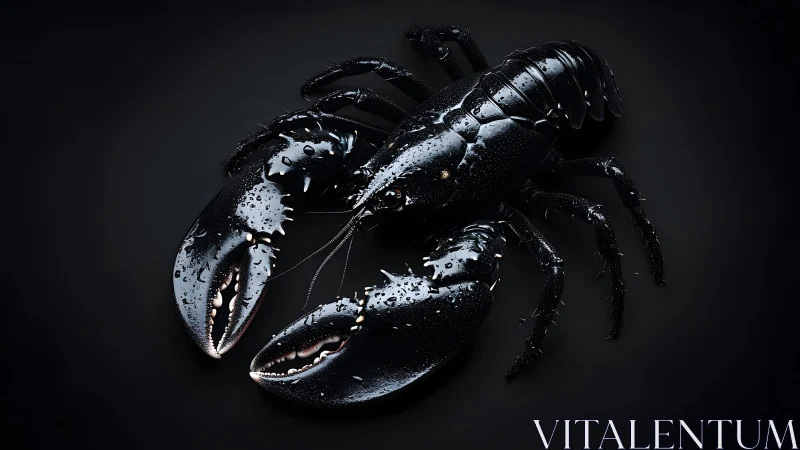 Striking Black Lobster on Dark Background, Modern Realism Style.