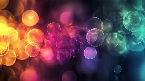 Multicolored translucent circles form layered bokeh pattern