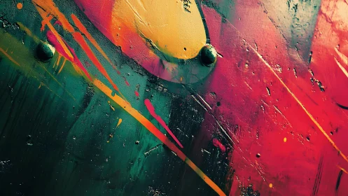 Vivid Abstract Street Art With Bold Colors and Dynamic Texture.