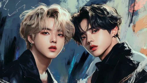 Softly lit duo sharing a quiet moment of gentle focus.