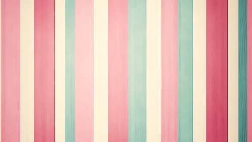 Vertical pastel stripes in pink, teal, and cream pattern.