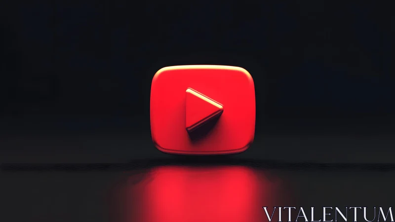 Bold 3D YouTube Play Button Icon on Black Background.