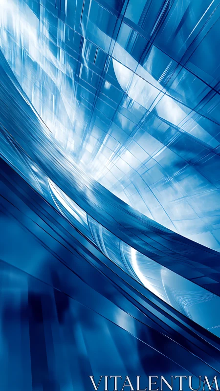 Curved glasslike blue streams bend through luminous space.