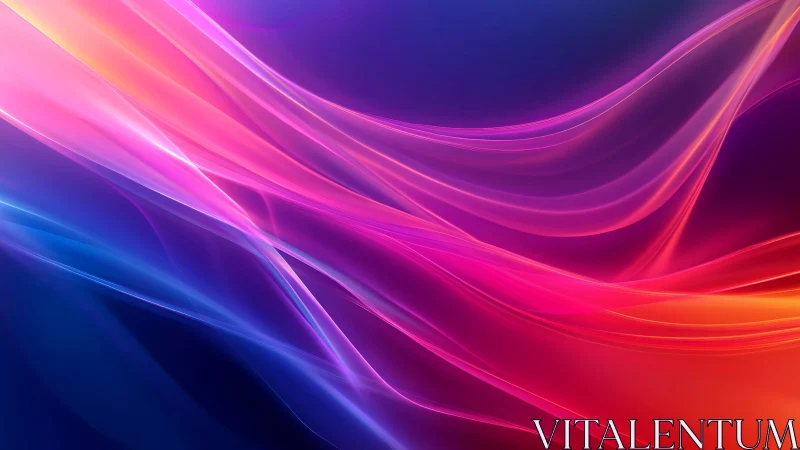 Abstract neon light waves on dark gradient background.