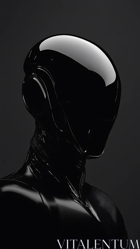 Obsidian android waits in shadow, sculpted from liquid midnight.