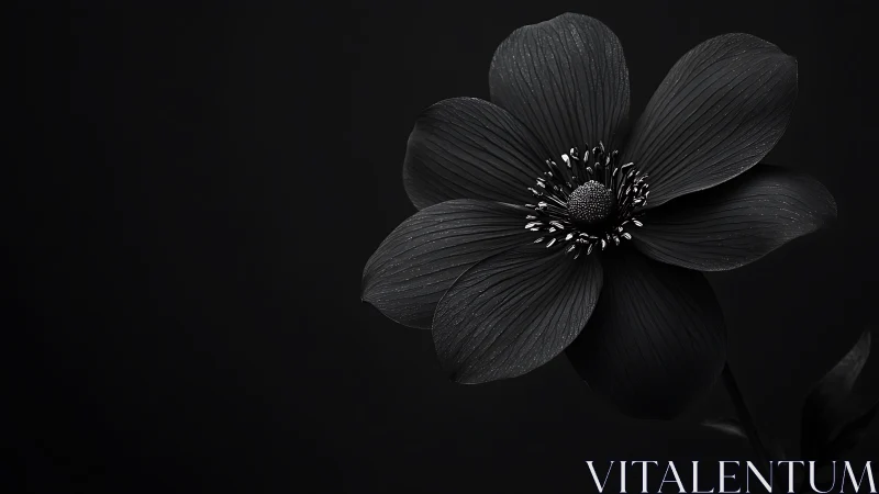 Anemone Flower Study: High-Contrast Black and White Botanical Portrait
