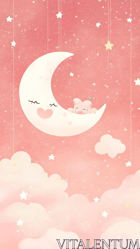 Sleepy Moon Cradles Baby Mouse in Starlit Cosmos.