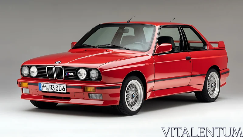 Classic red BMW coupe in controlled studio lighting profile.