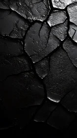 Glossy cracked black surface with dramatic highlights.