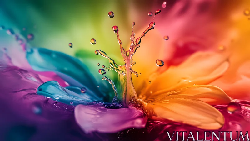 High-speed capture of multicolor liquid splash formation.