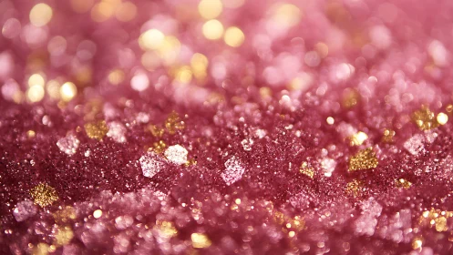 Macro glitter bokeh field in rose and gold chromatic harmony.
