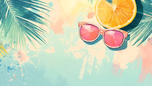Vibrant summer sunglasses rest beneath citrus sunshine glow