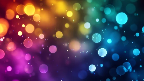 Multicolor bokeh light orbs over deep gradient spectrum field.