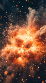 Explosive Burst of Orange Flames and Embers