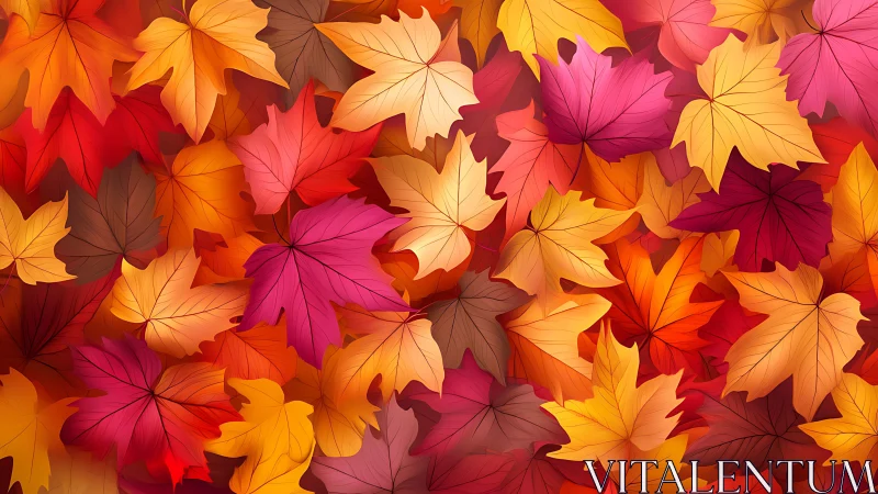 Overlapping maple foliage in saturated multicolor autumn palette
