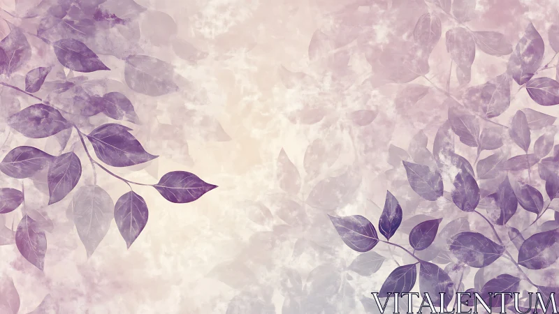 Whispering violet leaves drift through soft pastel haze.